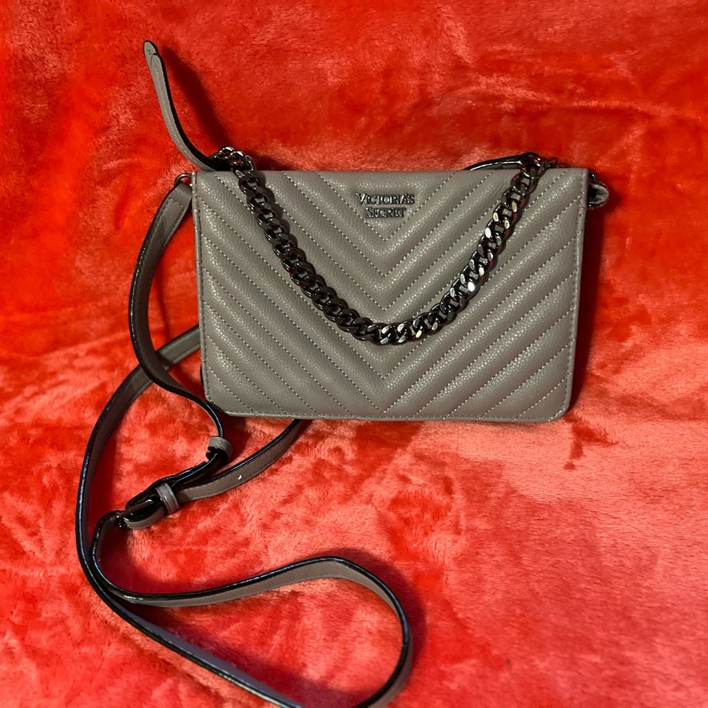 Victoria Secret gray crossbody purse